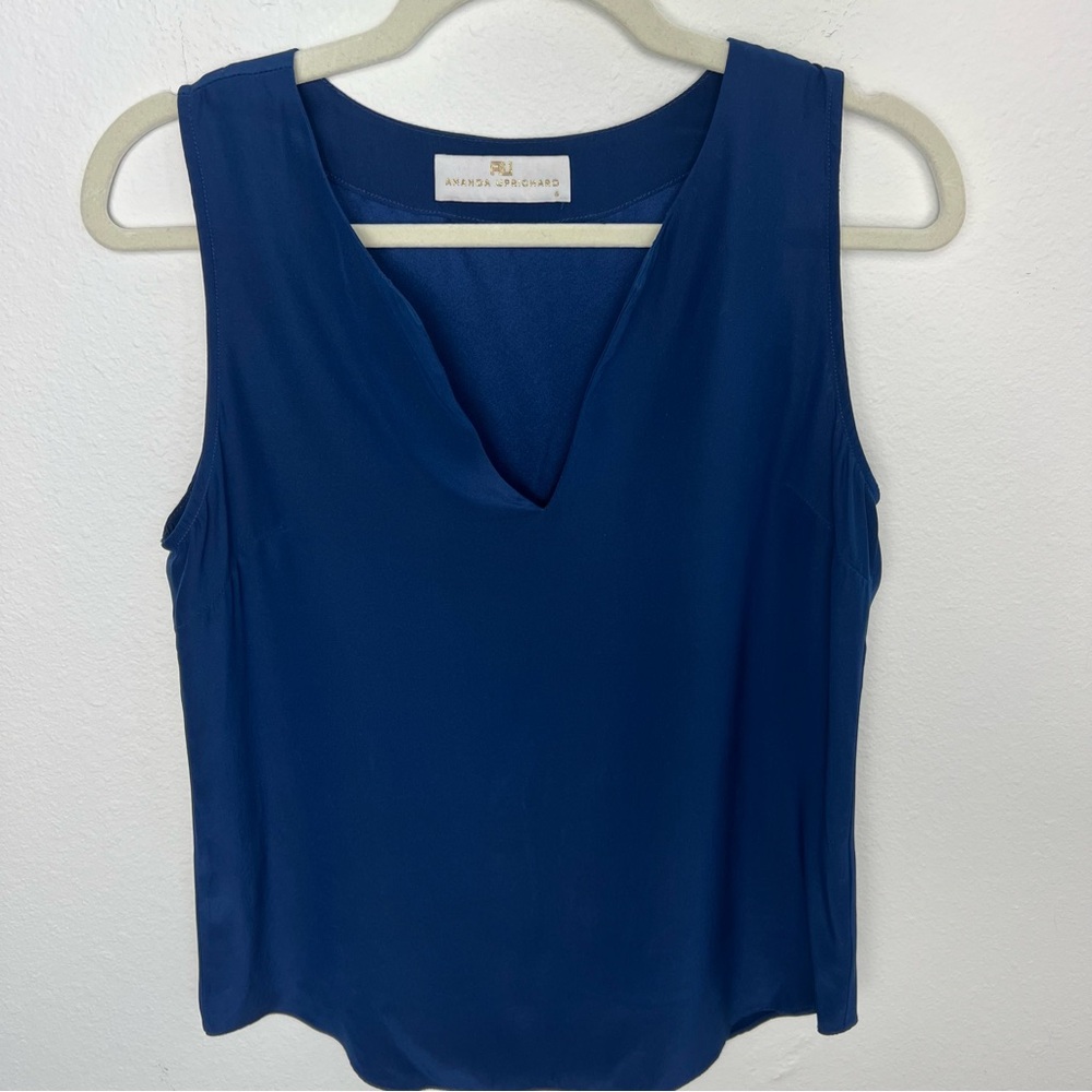Amanda Uprichard Navy Blue Sleeveless Blouse Size Small